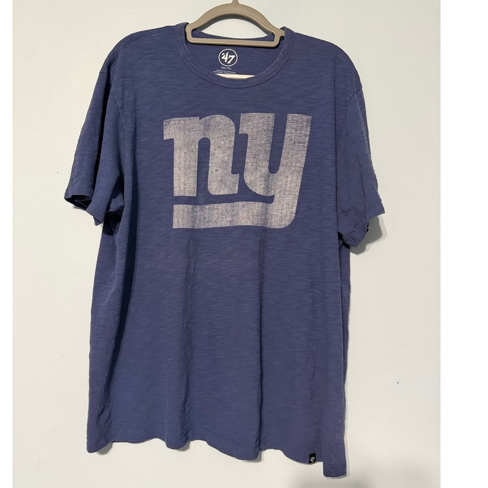 47 Brand New York Giants Club Cotton T-Shirt Blue XXL Distressed Logo 2226